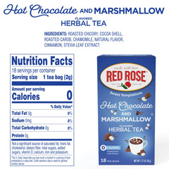 Red Rose hot chocolate marshmallow flavor cup, warm and comforting