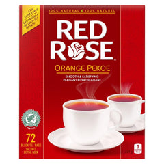 Red Rose Orange Pekoe tea bags close-up, ready to brew a comforting cup