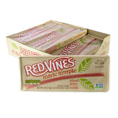 Red Vines Made Simple mixed berry licorice twists in a 4oz tray.