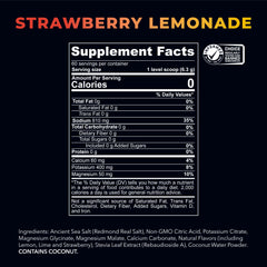 REDMOND Re-Lyte strawberry-lemonade label highlighting real salt and mineral blend.