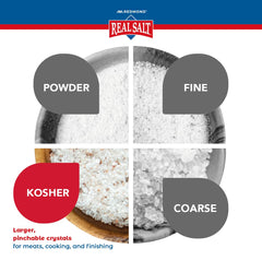 Redmond Real Sea Salt kosher gluten-free label for inclusive cooking.