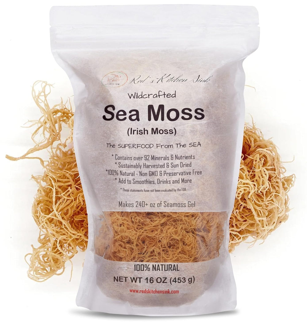 Red's Kitchen Sink Irish Sea Moss bottle pour for convenient gel-ready daily nourishment