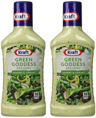 Reese Kraft Green Goddess Dressing bottle close-up, ideal for brightening leafy salads with creamy herb flavor.