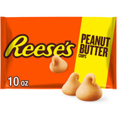 REESE'S Peanut Butter Baking Chips bag front view for easy baking and snacking.