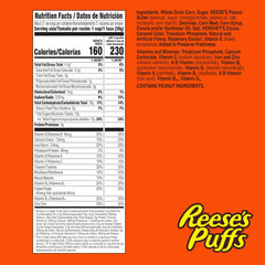 Reese's Puffs bowl with milk showcasing chocolatey peanut butter flavor
