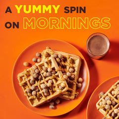 Reese's Puffs chocolatey coating close-up, inviting crisp texture