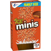 Reese's Puffs Minis chocolate peanut butter puffs in a bowl for a quick breakfast