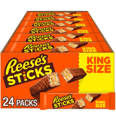 REESE'S STICKS king-size bulk box on a table for sharing and grouping snacks
