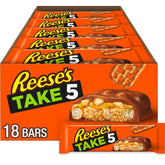 REESE'S TAKE 5 pretzel-layer close-up for crunchy movie-night snacking.