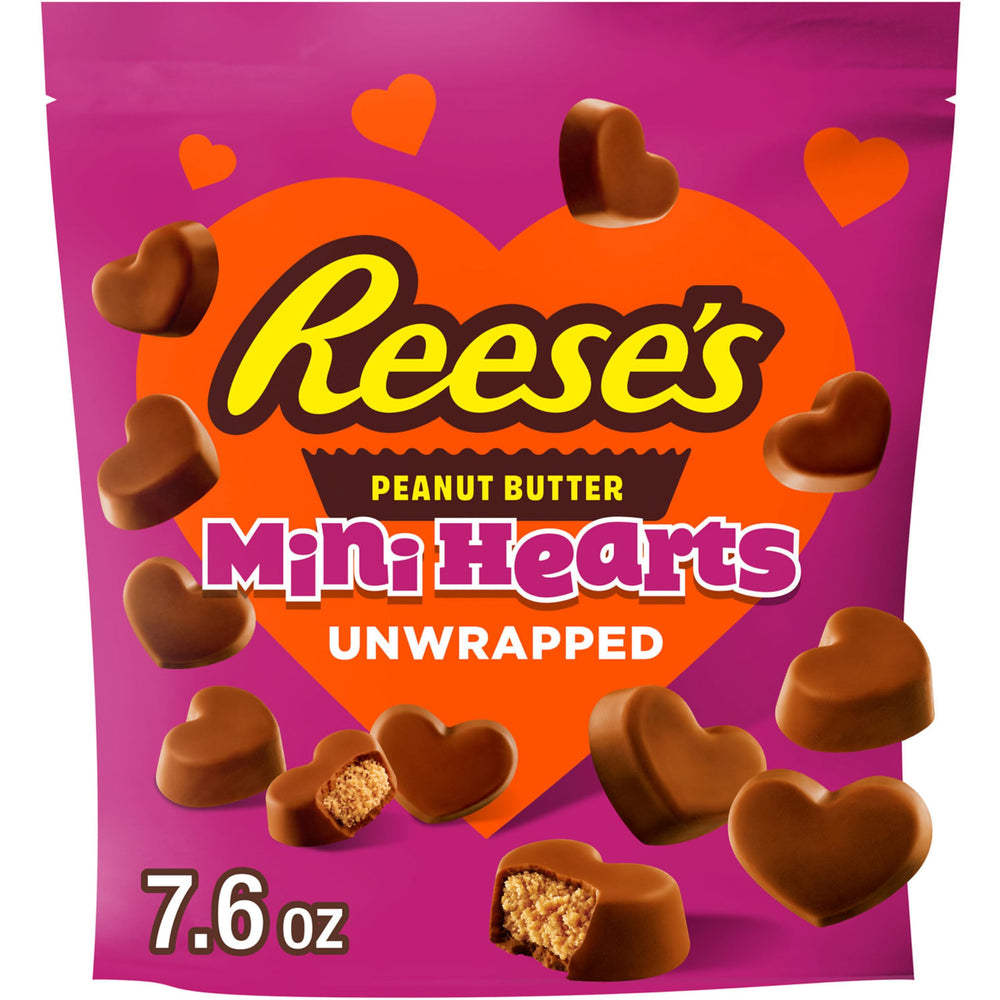 REESE'S Unwrapped Mini Hearts in resealable bag for grab-and-go Valentine's chocolate
