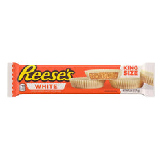 Reese's White Peanut Butter Cups 4-pack, creamy white chocolate with peanut butter for a satisfying treat.