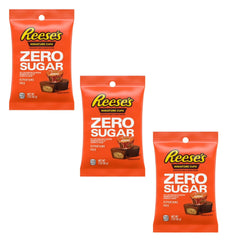 Reese's Zero Sugar Mini Cups pack 3 front view, ideal for on-the-go snacking.