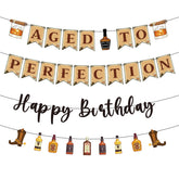 Refavor aged to perfection whiskey banner for milestone birthday celebrations.