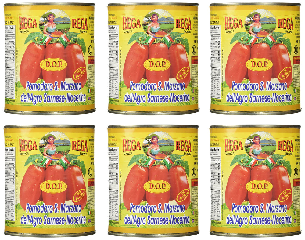 REGA San Marzano DOP whole tomatoes in a can, ideal for rich pasta sauces.