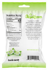 Regal Crown sour apple candy wrapped pieces highlight mess-free portability.