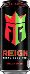 Reign Melon Mania label shows BCAAs and electrolytes for recovery support