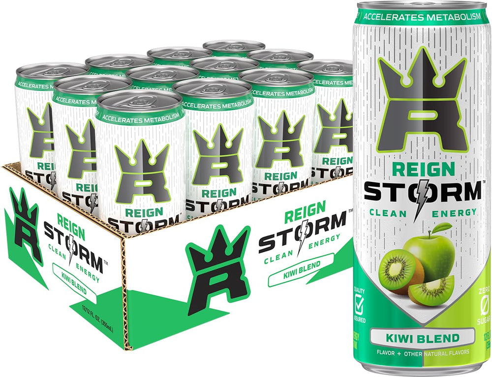 REIGN Storm kiwi-apple bottle pour for a workout-ready energy lift.