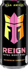 REIGN Total Body Fuel pour shot showing quick hydration cues.