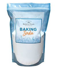 Relative Foods Baking Soda packaging for bulk use, ideal for cooking and cleaning.