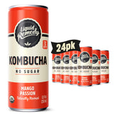 Remedy Liquid Mango Passion can close-up showing sugar-free, low-calorie refreshment.