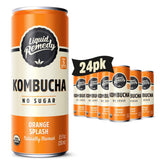 Remedy Orange Splash kombucha can 8.5oz offers a refreshing, low-calorie sip.