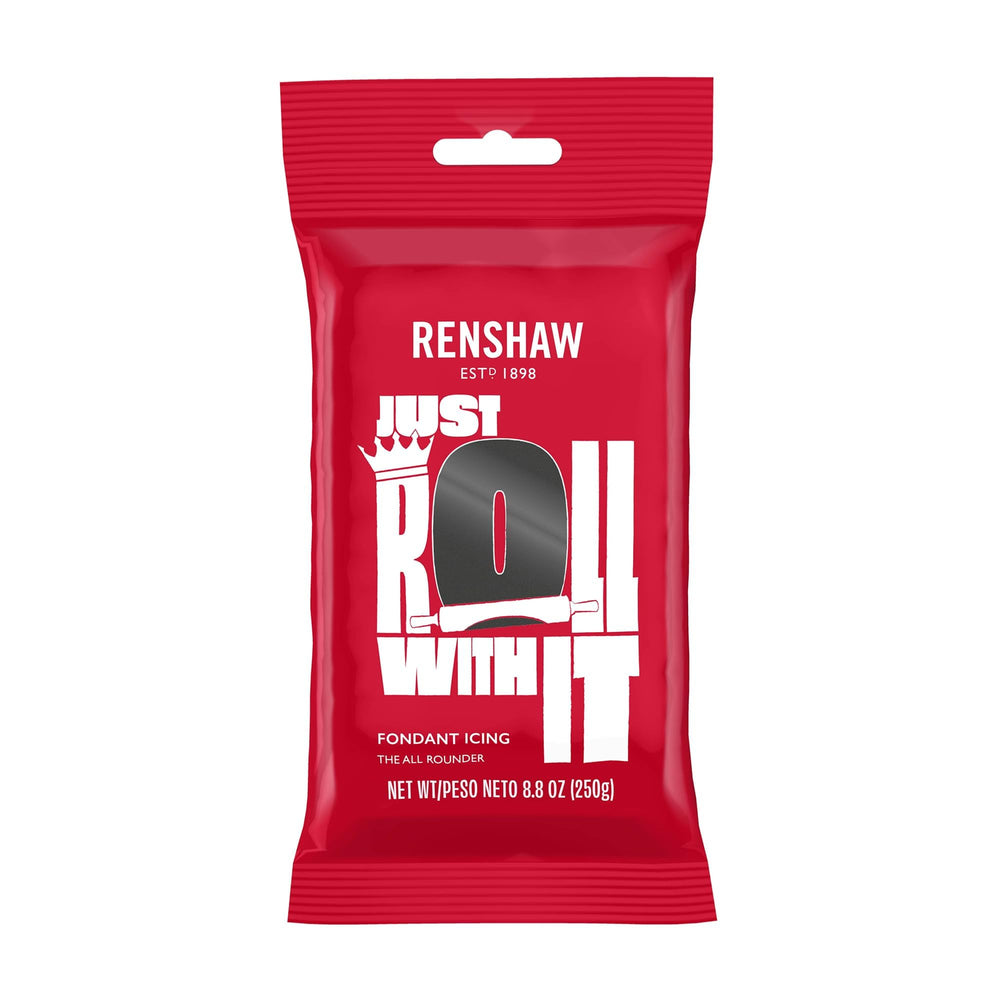 Renshaw black fondant icing for cake decorating with crisp edges and a smooth finish.