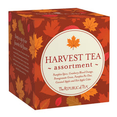The Republic of Tea Fall Harvest Pumpkin Spice Black Tea bag set, cozy autumn flavor for evenings.