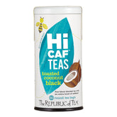 Republic of Tea HiCAF Toasted Coconut Black Tea box boosts morning ritual with premium packaging.