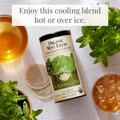 The Republic of Tea Organic Mint Fields iced serve cools with refreshing mint.