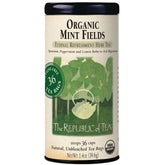 The Republic of Tea Organic Mint Fields tea bags offer a crisp, caffeine-free mint experience.