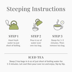 The Republic of Tea steeping decaf green tea to enjoy a berry plum flavor