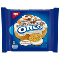 Resealable container keeps Oreo Cinnamon Bun cookies fresh on the go.