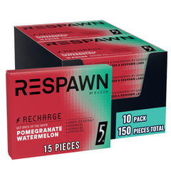 RESPAWN Energy Gum bottle showing pomegranate watermelon flavor for gaming focus