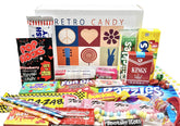 Retro Candy Yum care-package-box ready for gifting with nostalgic treats