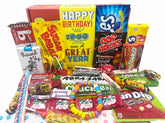Retro Candy Yum Nostalgic Box front view with a curated 1960s candy assortment