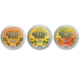 Retro Sours aluminum tin packaging, nostalgic design, and convenient sharing.