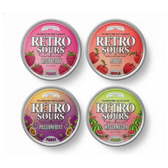 Retro Sours variety pack tin for on-the-go snacking and sharing.