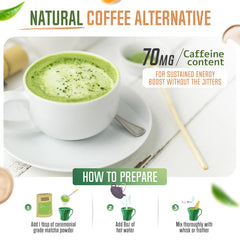 Revitealize Matcha Mushroom Latte Blend cup ready for a smooth caffeine alternative