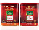 REY DE LA VERA sweet paprika tin front showing vibrant color.