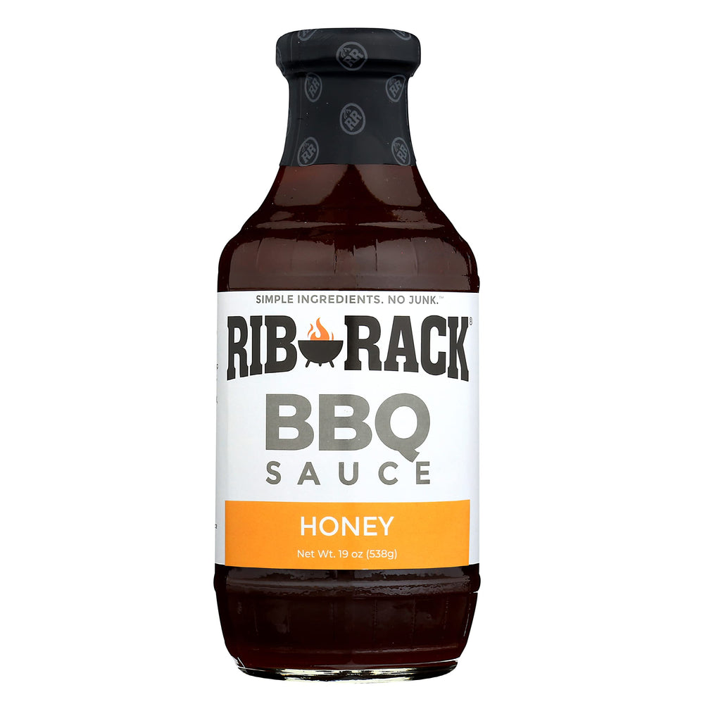 Rib Rack BBQ Sweet Honey sauce bottle front view highlighting premium glaze
