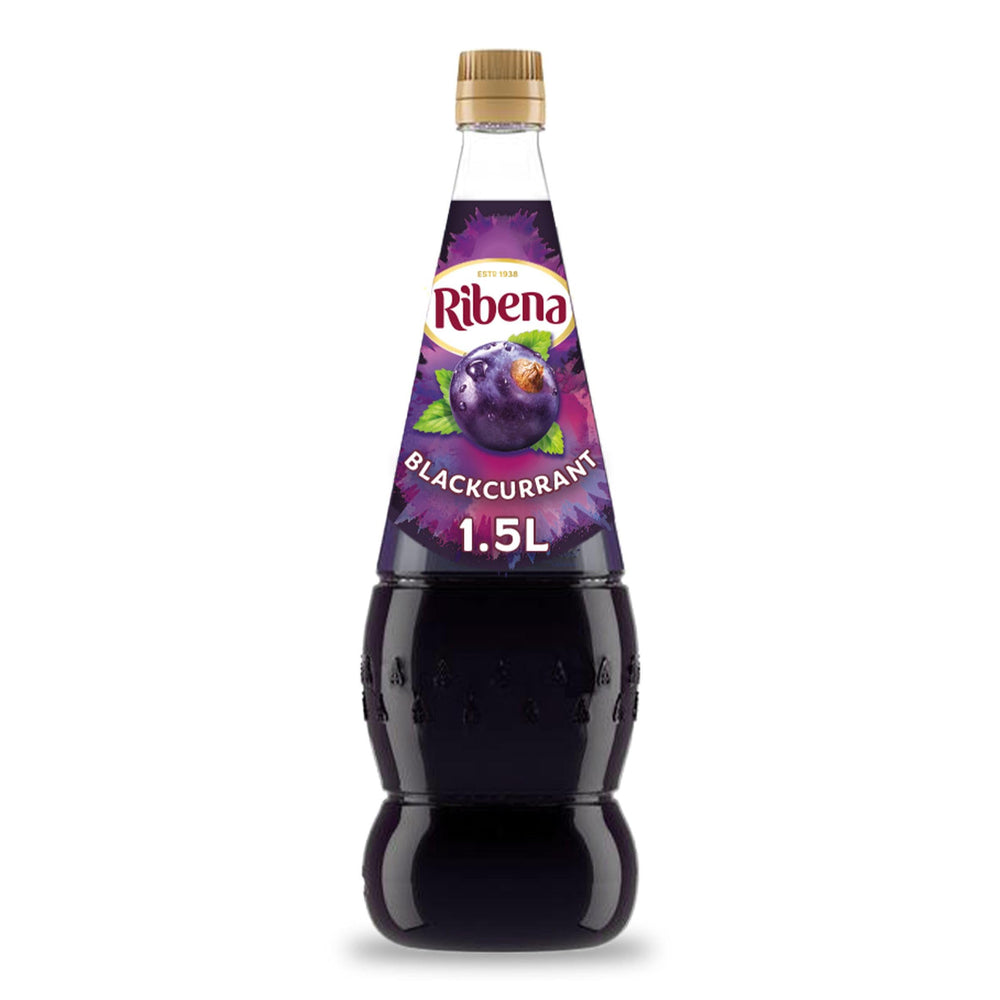 Ribena blackcurrant concentrate bottle pour showcases rich flavor for refreshing drinks