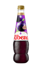Ribena Blackcurrant Concentrate bottle front view, UK origin and vitamin C highlighted.
