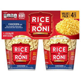 Rice-A-Roni Chicken 4pk Cups packaging shown for convenient pantry meals.
