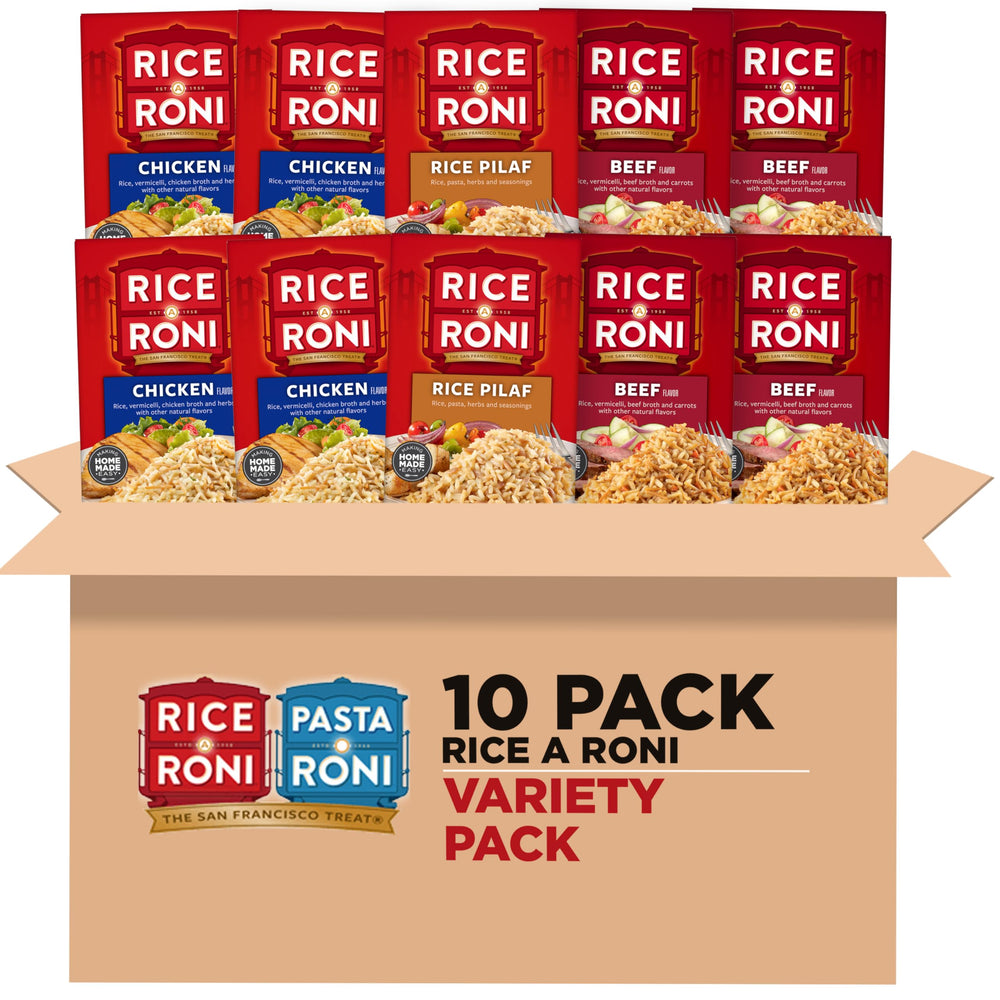 Rice-A-Roni Dinner Classics Variety Pack box front, ideal for quick family meals.