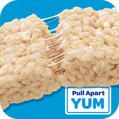 Rice Krispies Treats Mega Bar texture closeup emphasizes marshmallow chew and crisp cereal.