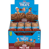 Rice Krispies Treats Mega Bars close-up of double chocolatey chunks and gooey marshmallow center.
