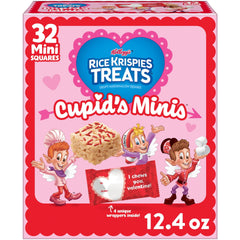 Rice Krispies Treats Mini Marshmallow Cereal Bars with Valentine sprinkles, ideal for sharing at parties.