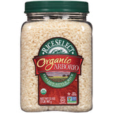 RiceSelect Organic Arborio Rice grains close-up, ideal for creamy risotto