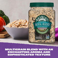 Close-up of RiceSelect Royal Blend jar with label and packaging