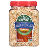 RiceSelect tri-color pearl couscous jar front, quick, versatile meals.